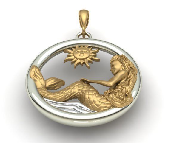 pendant mermaid print model 3D print model_5