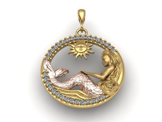 pendant mermaid print model 3D print model_10