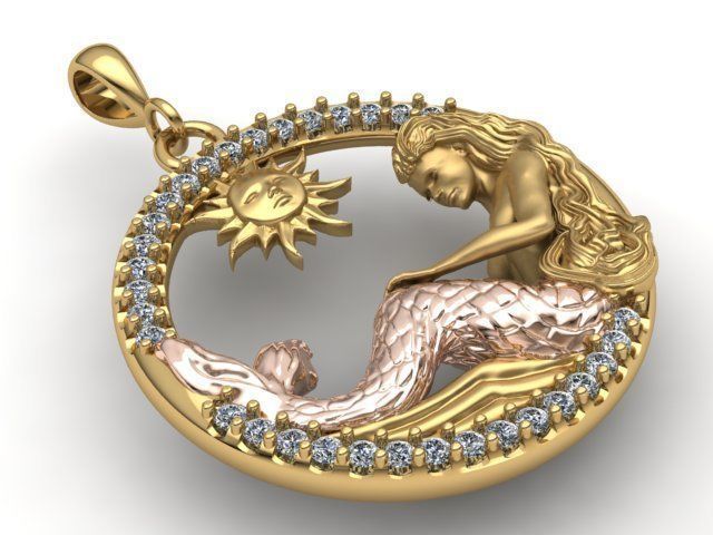 pendant mermaid print model 3D print model_9
