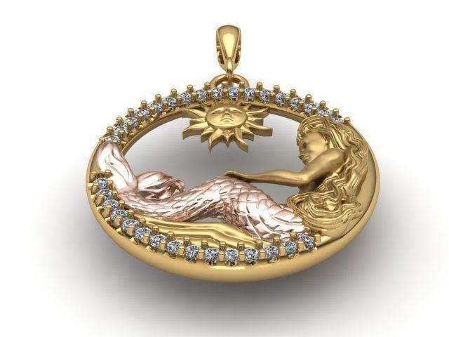 pendant mermaid print model 3D print model_12