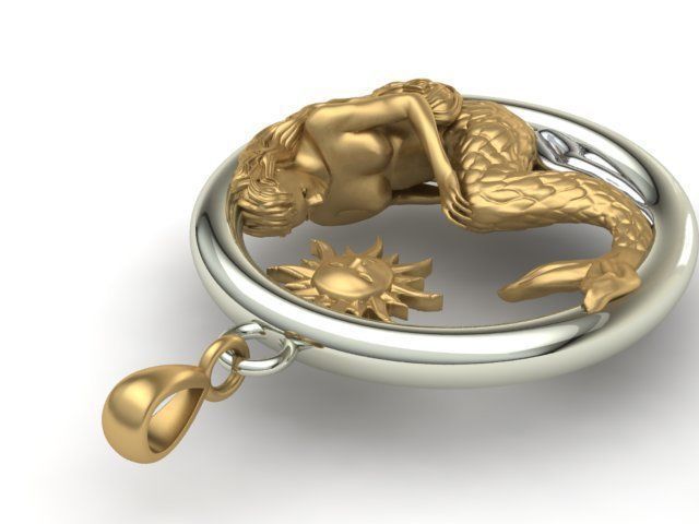 pendant mermaid print model 3D print model_4