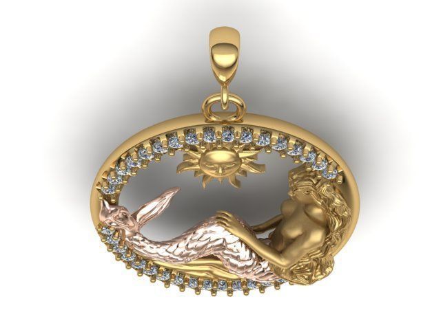 pendant mermaid print model 3D print model_7