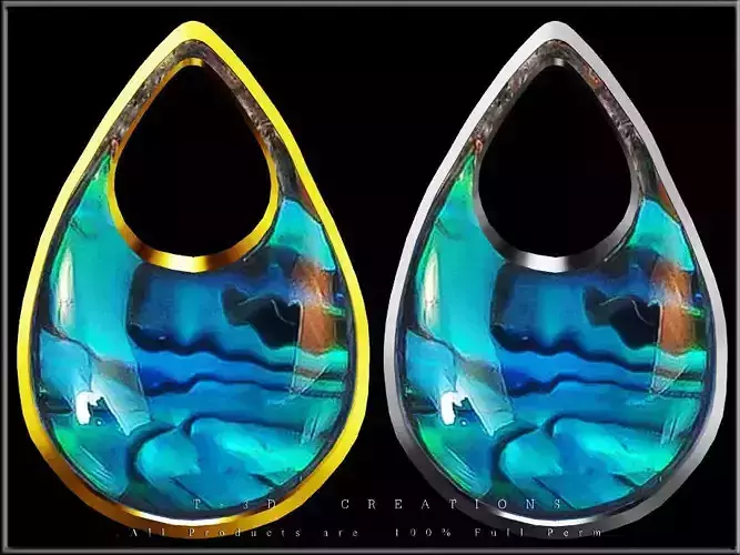 Shell Teardrop - Gold and Silver Low-poly 3D model