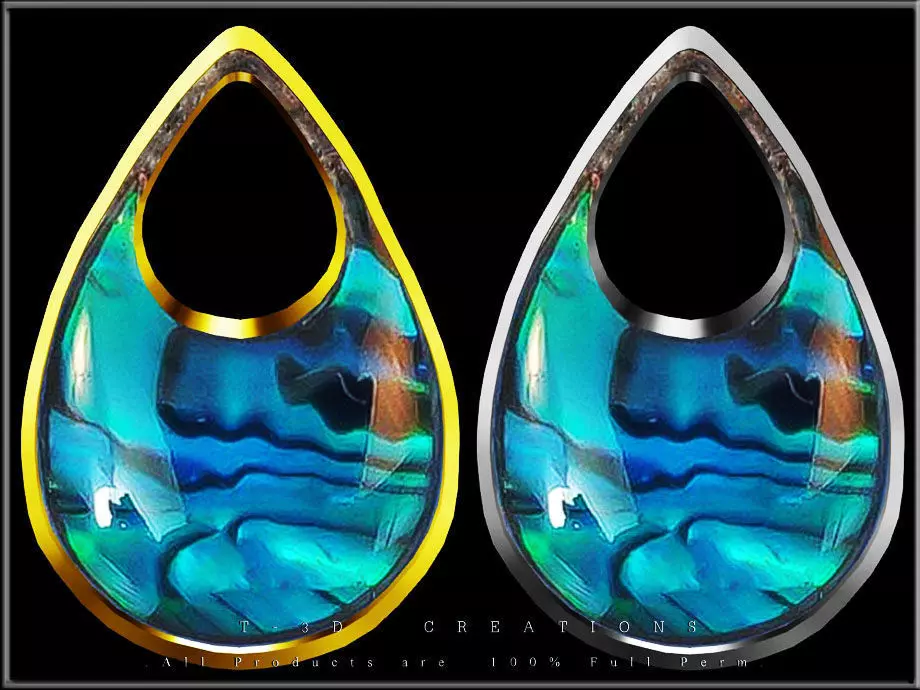 Shell Teardrop - Gold and Silver Low-poly 3D model_0