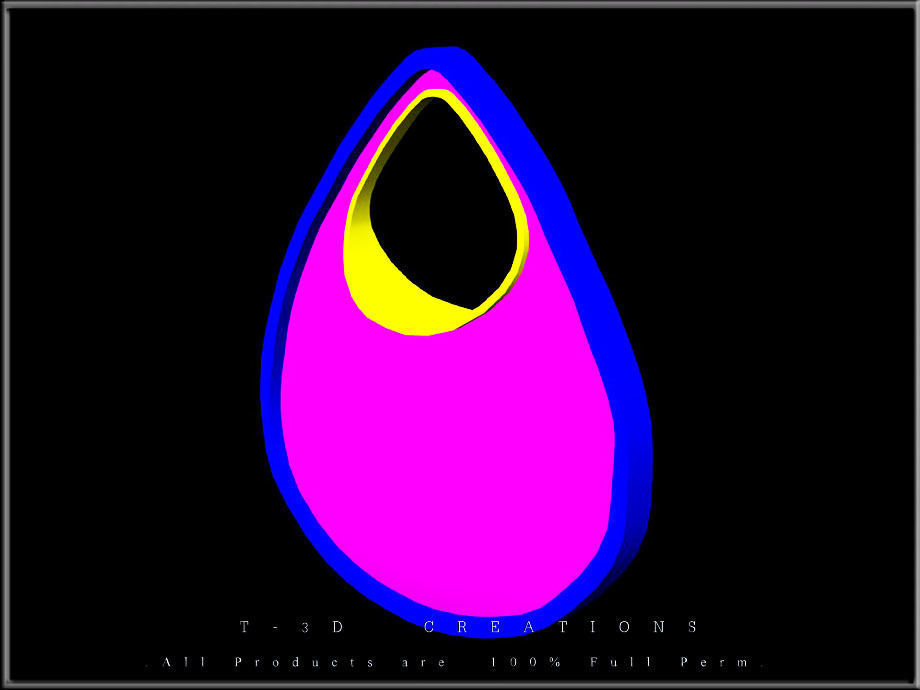 Shell Teardrop - Gold and Silver Low-poly 3D model_3