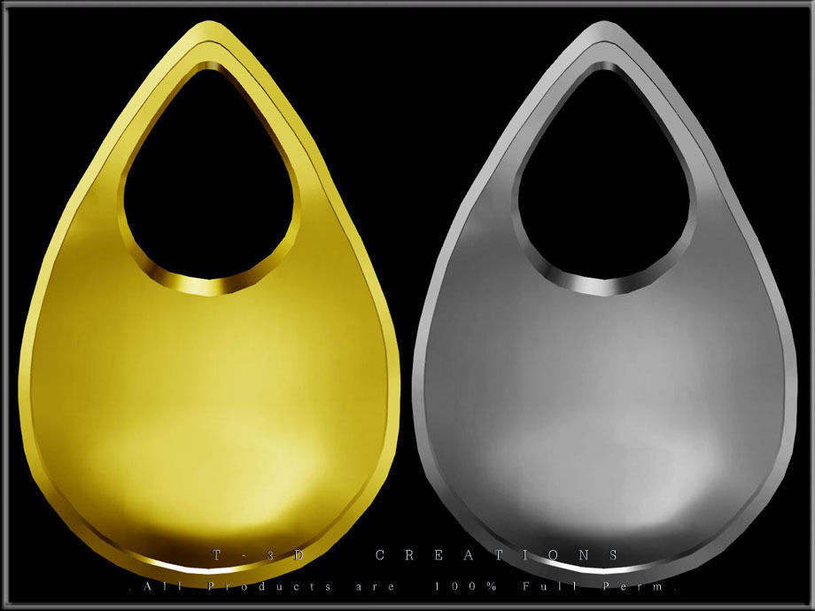 Shell Teardrop - Gold and Silver Low-poly 3D model_2