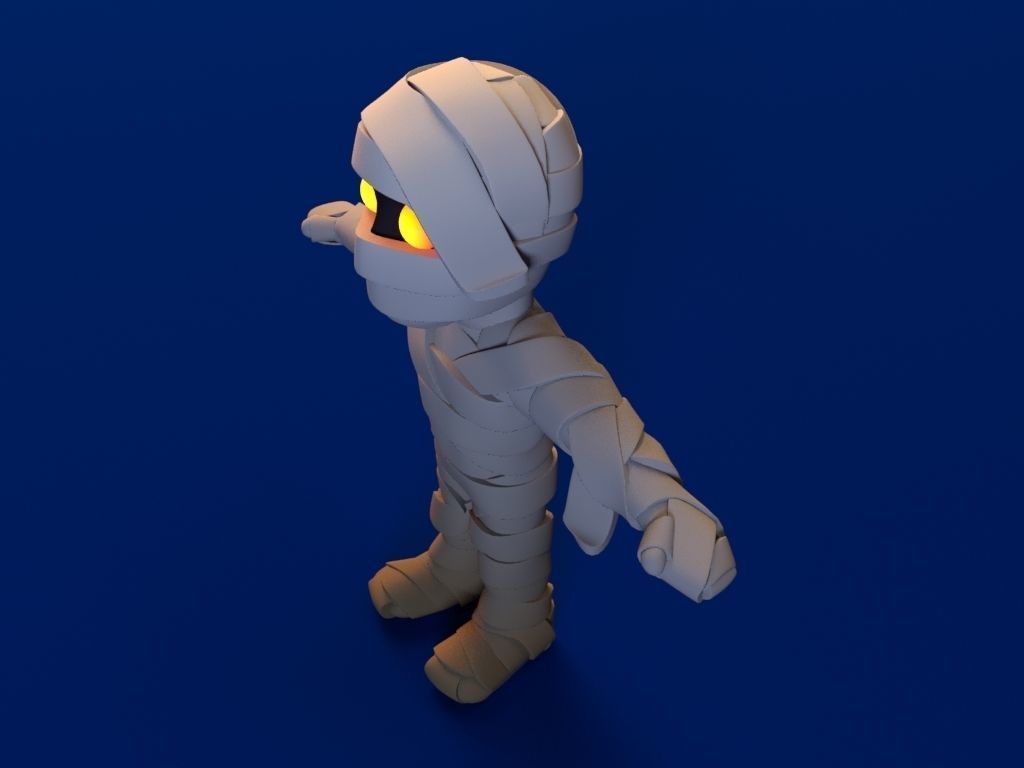 Cartoon Mummy Not Rigged 3D model_3