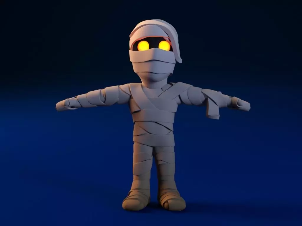 Cartoon Mummy Not Rigged 3D model_0