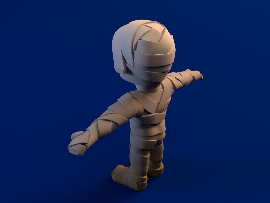Cartoon Mummy Not Rigged 3D model_4