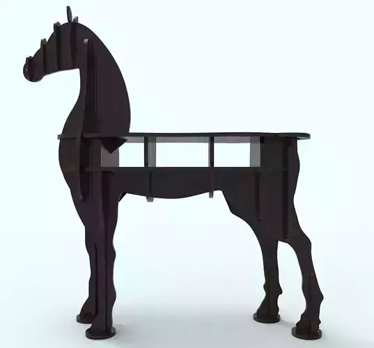 Wooden Horse Table 3d Model