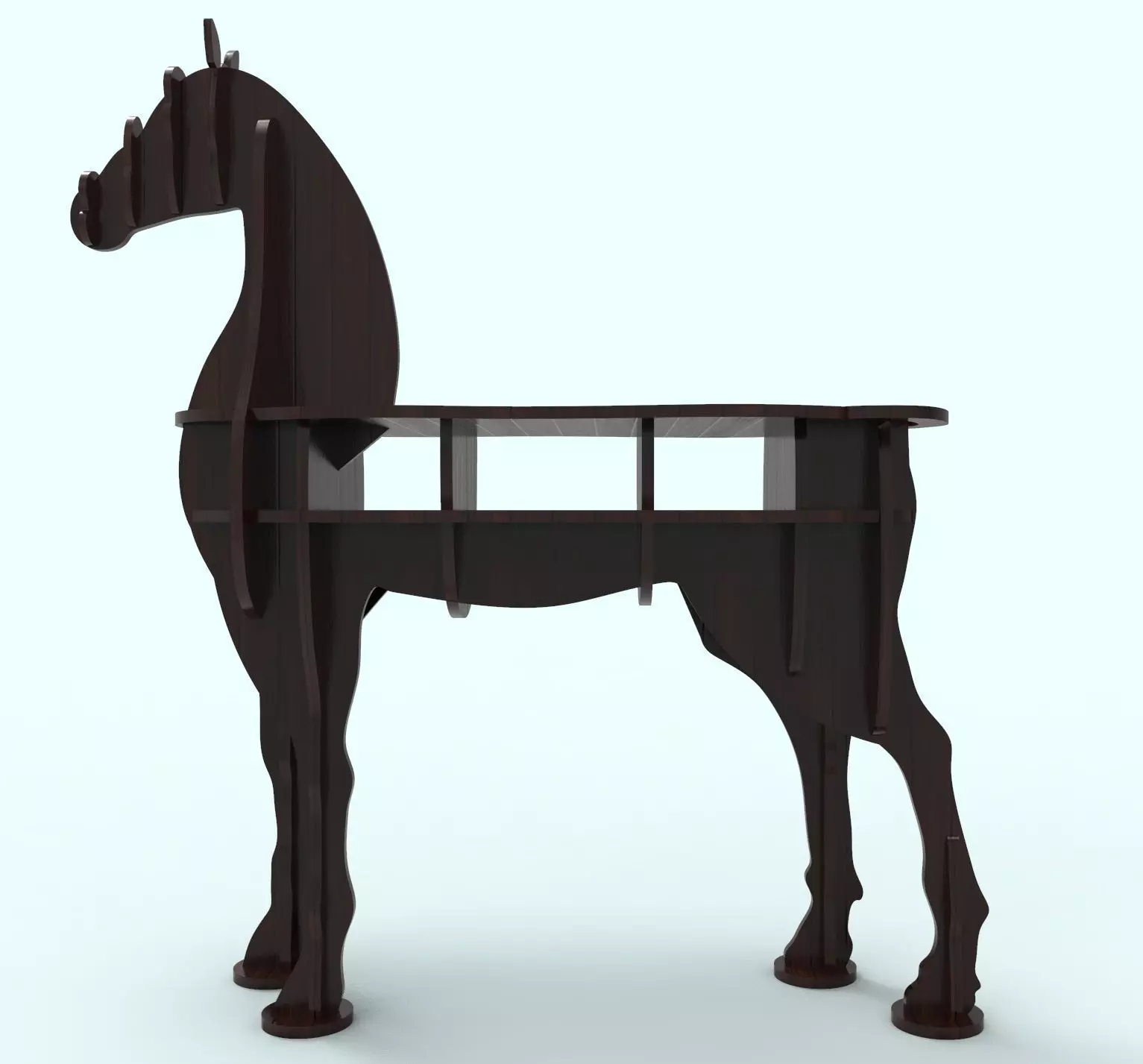 Wooden Horse Table 3d Model 3D model