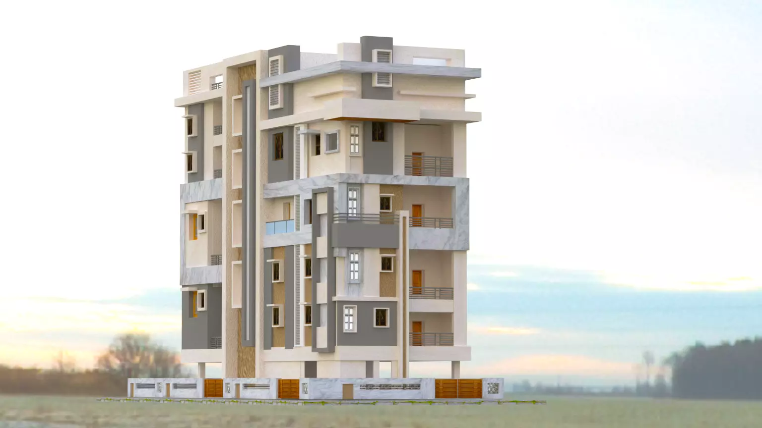 Exterior Design Evening 3D model Free 3D model