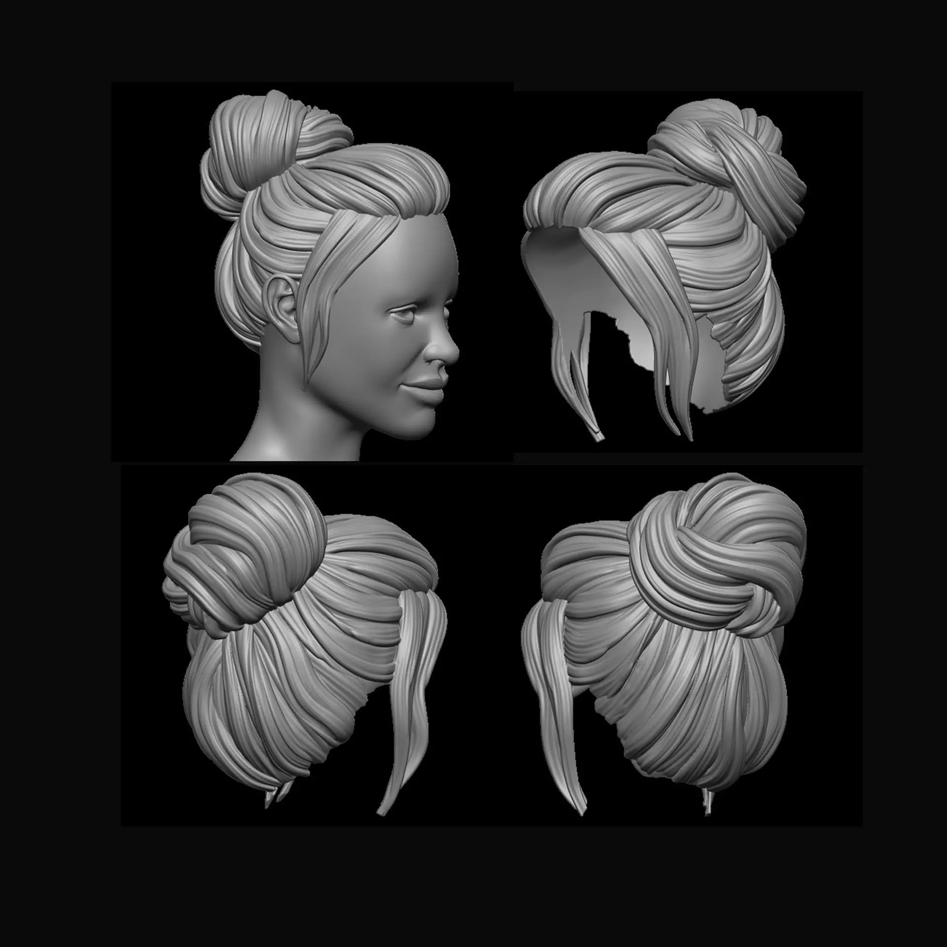 Female hair 3D print model