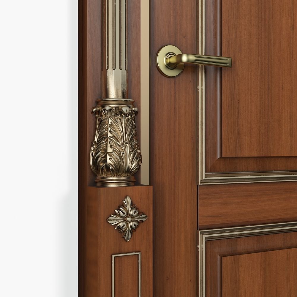 Classic Wooden Door and Carved Elements 3D model_8