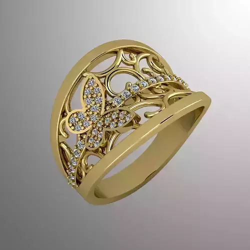 Ring-n-21 gold ring with diamonds