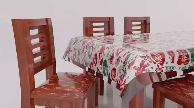 Table 3D Model christmas and chairs
