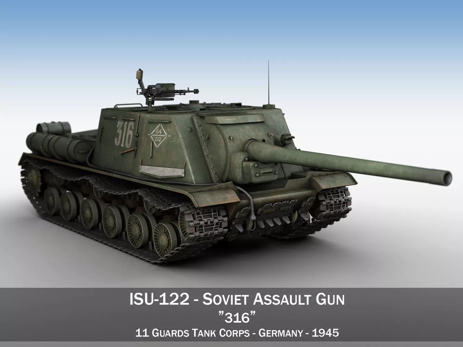 ISU-122 - 316 - Soviet heavy self-propelled gun 3D model