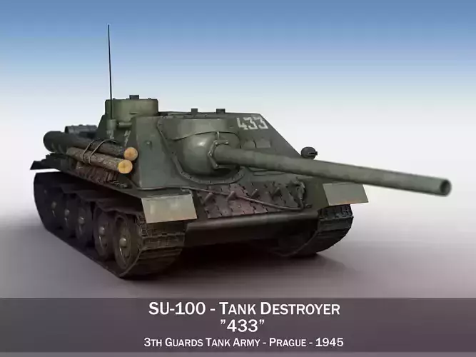 SU-100 - 433 - Soviet Tank Destroyer  3D model