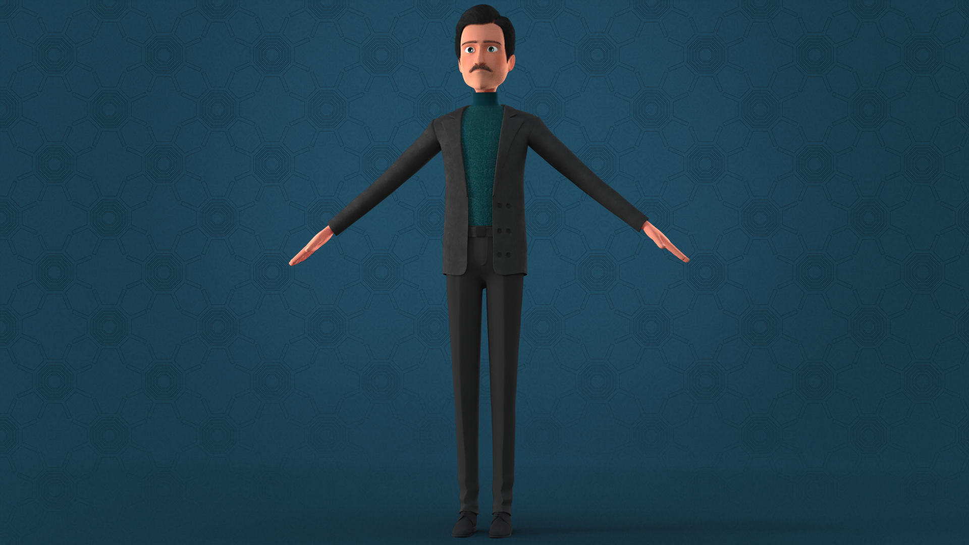 CARTOON MAN - RIGGED TEACHER AND FATHER CHARACTER 3D model_2