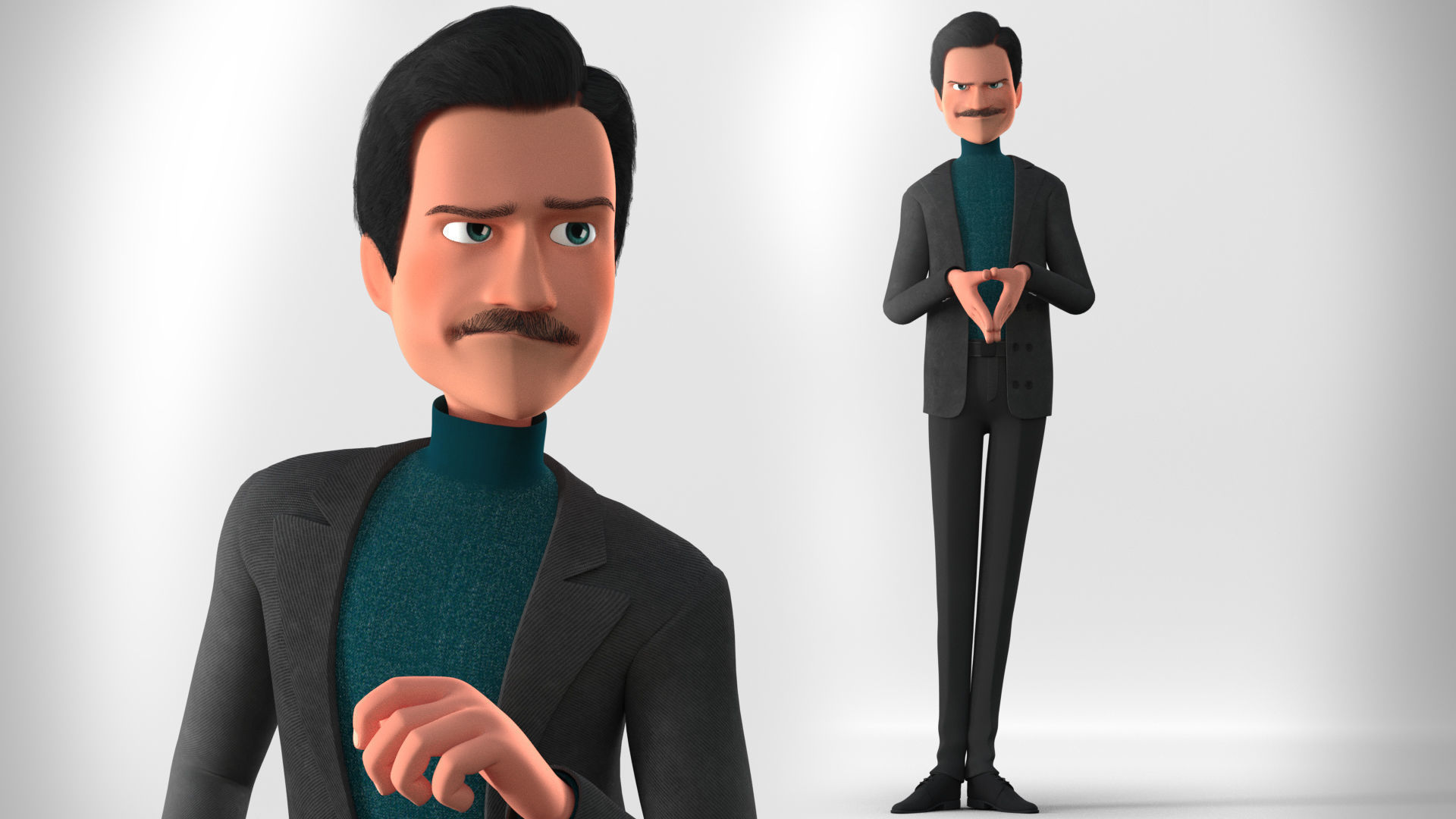 CARTOON MAN - RIGGED TEACHER AND FATHER CHARACTER 3D model_20