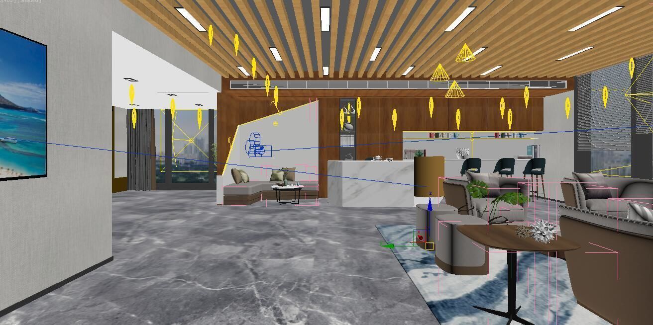 Modern Office Reception Area 3D model_2