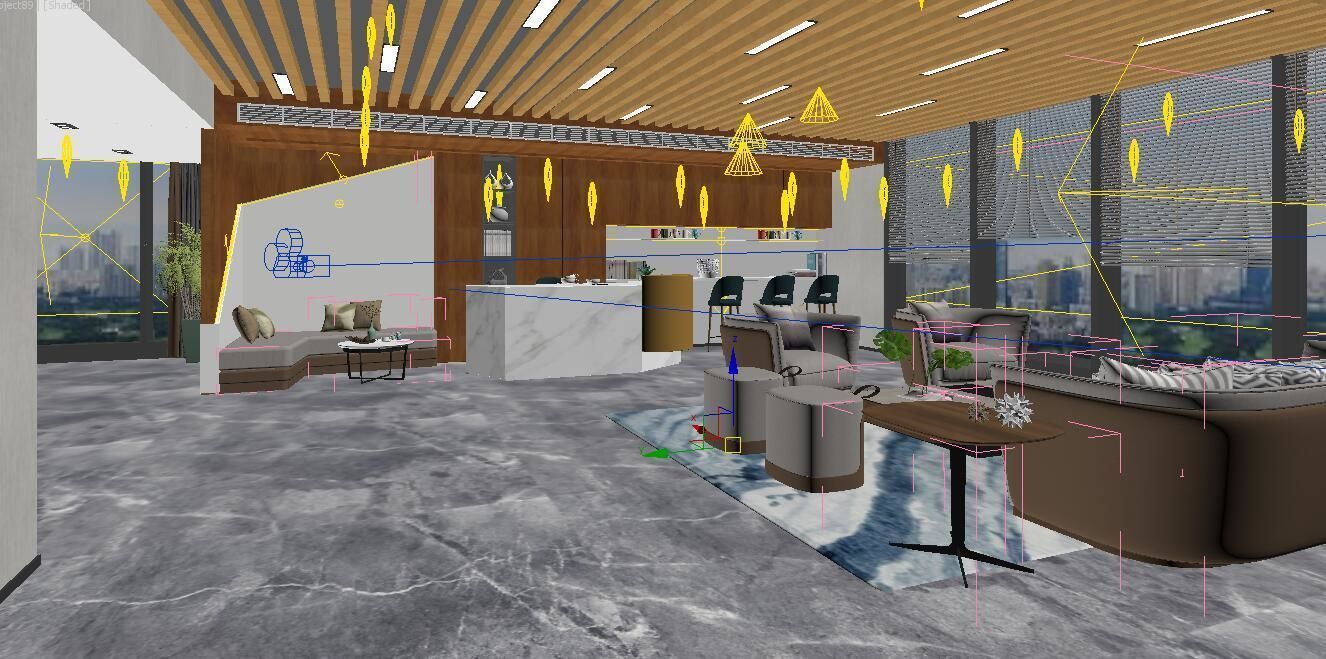 Modern Office Reception Area 3D model_3