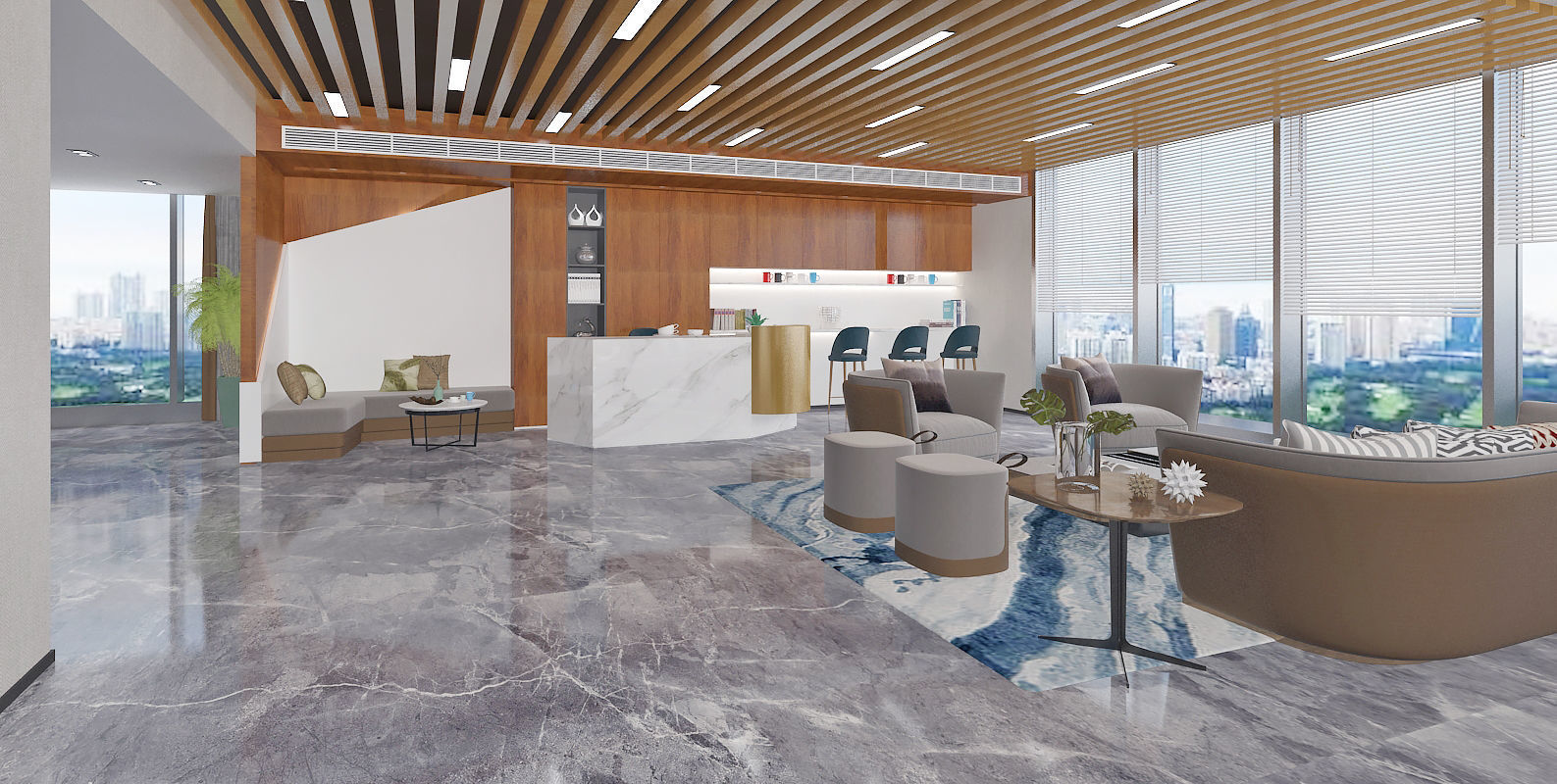 Modern Office Reception Area 3D model_1