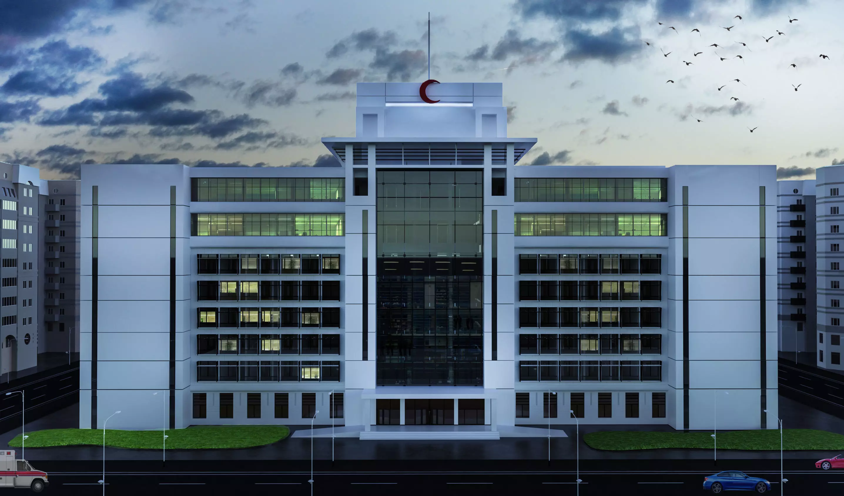 Hospital 3D model office building at dushanbe 3D model_0