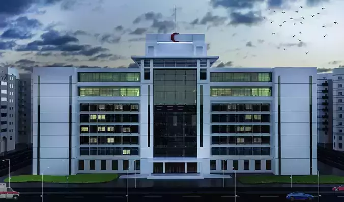 Hospital 3D model office building at dushanbe 3D model
