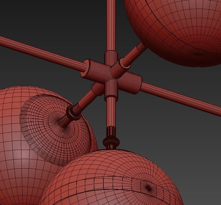 Peggy pendant light with three balls hanging from it 3D model_4