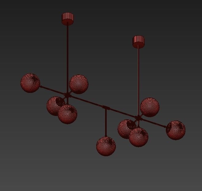 Peggy pendant light with three balls hanging from it 3D model_3