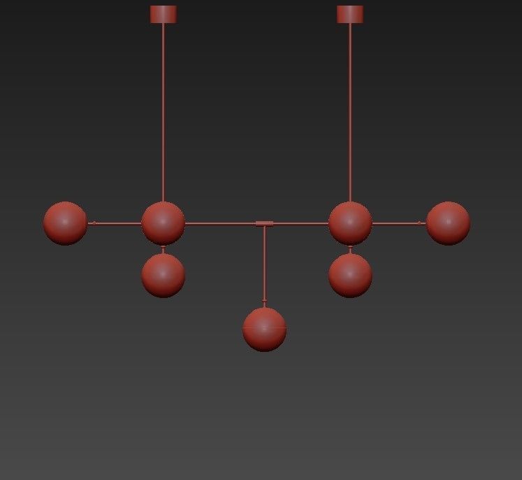 Peggy pendant light with three balls hanging from it 3D model_1