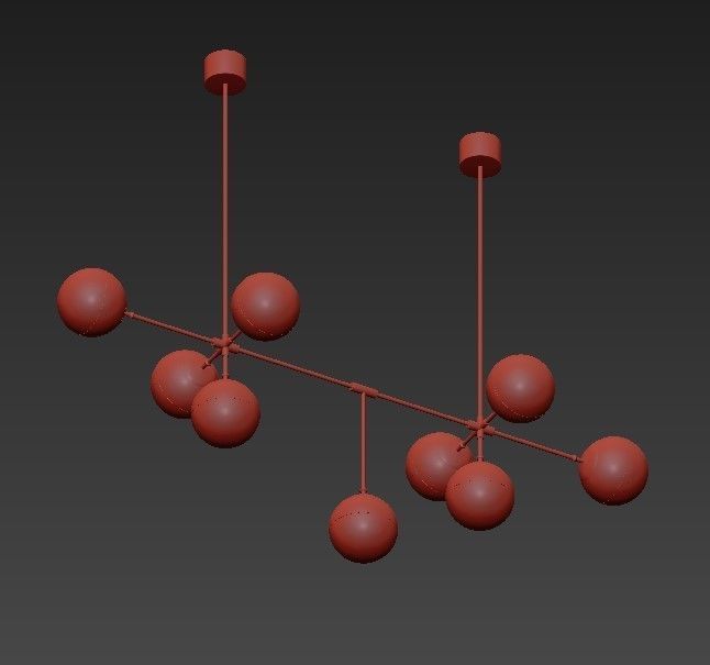 Peggy pendant light with three balls hanging from it 3D model_2