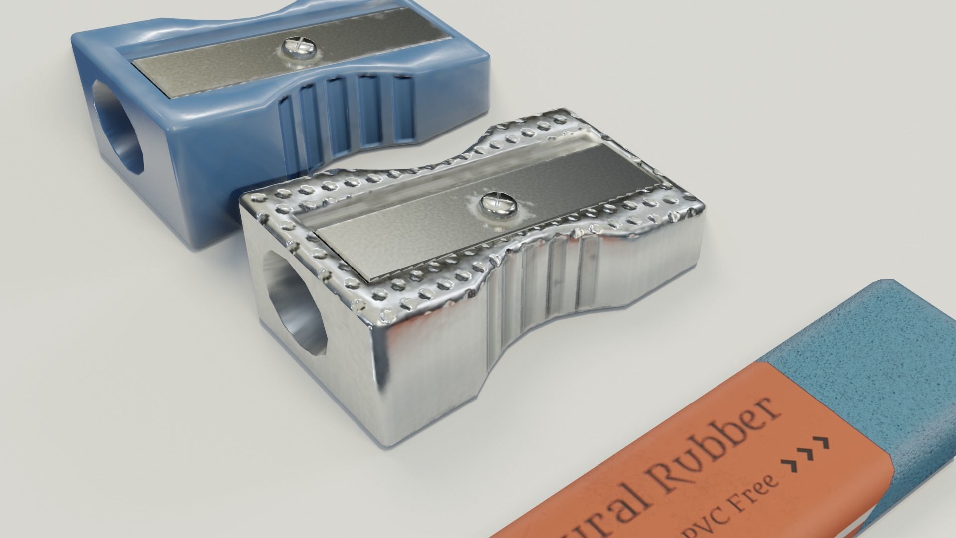 Eraser and  pencil sharpener Low-poly 3D model_8