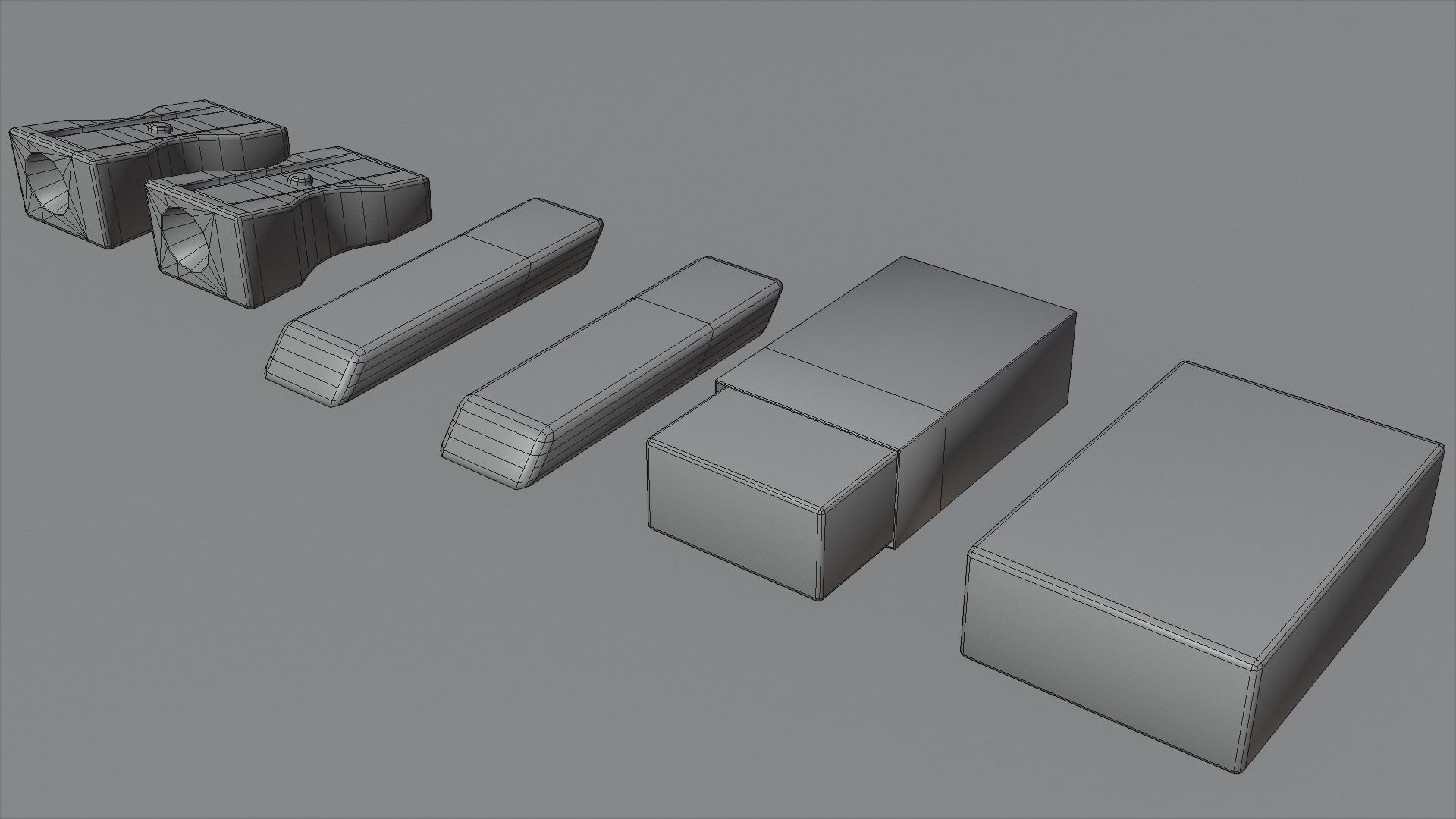 Eraser and  pencil sharpener Low-poly 3D model_10