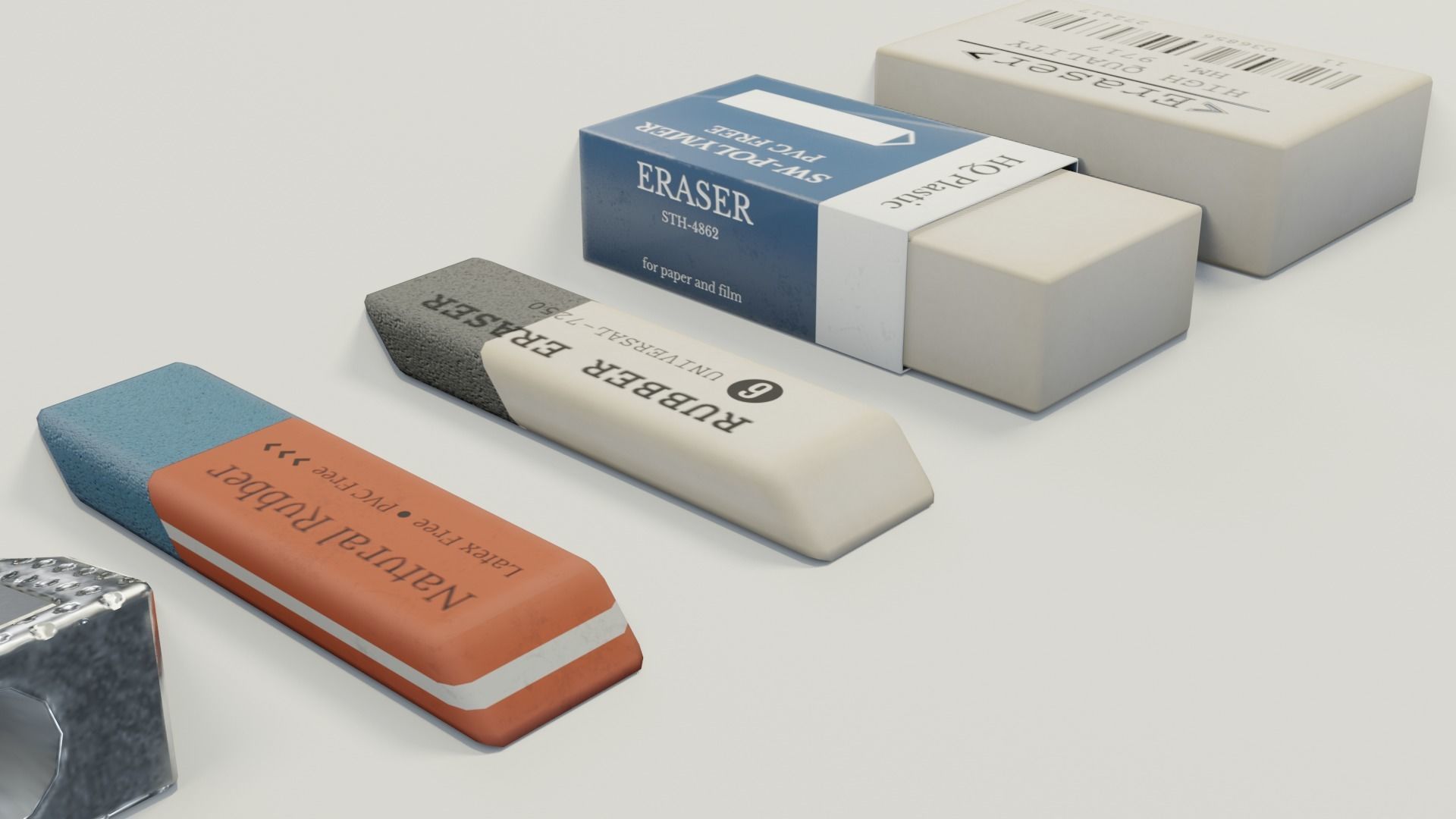 Eraser and  pencil sharpener Low-poly 3D model_13