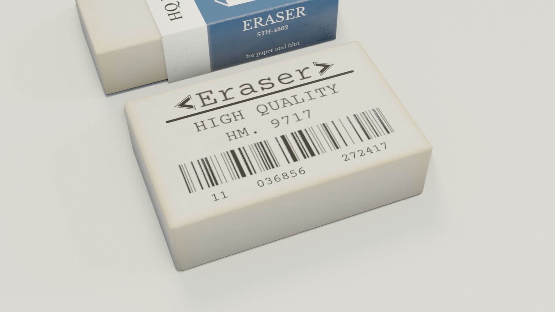 Eraser and  pencil sharpener Low-poly 3D model_4