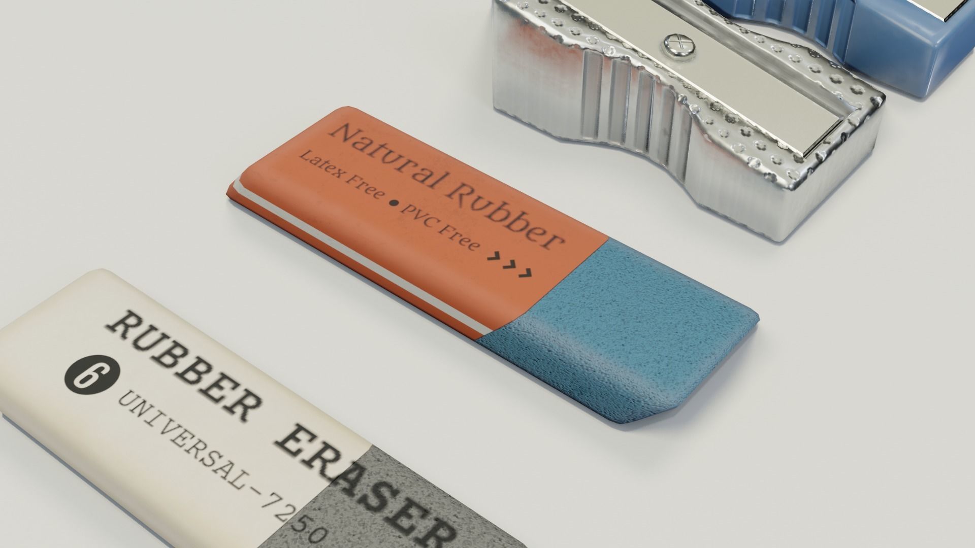 Eraser and  pencil sharpener Low-poly 3D model_7