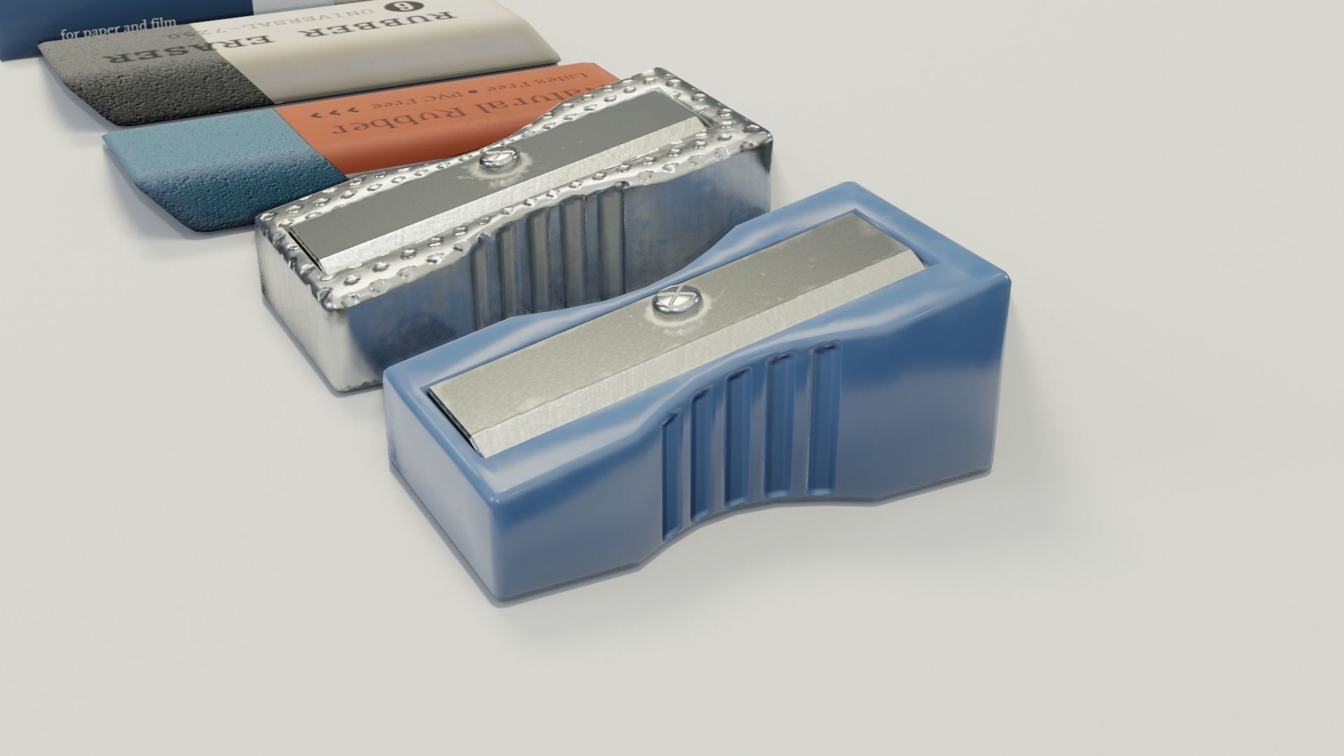 Eraser and  pencil sharpener Low-poly 3D model_9
