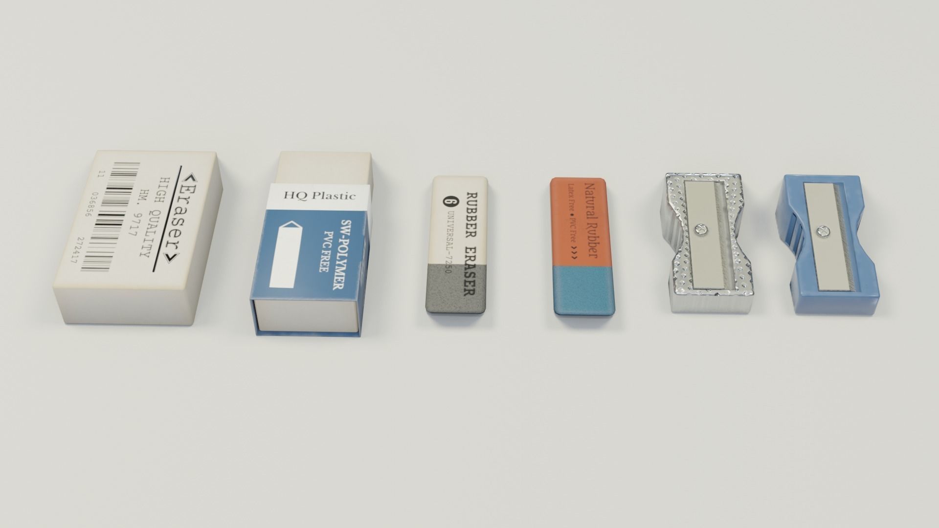 Eraser and  pencil sharpener Low-poly 3D model_14