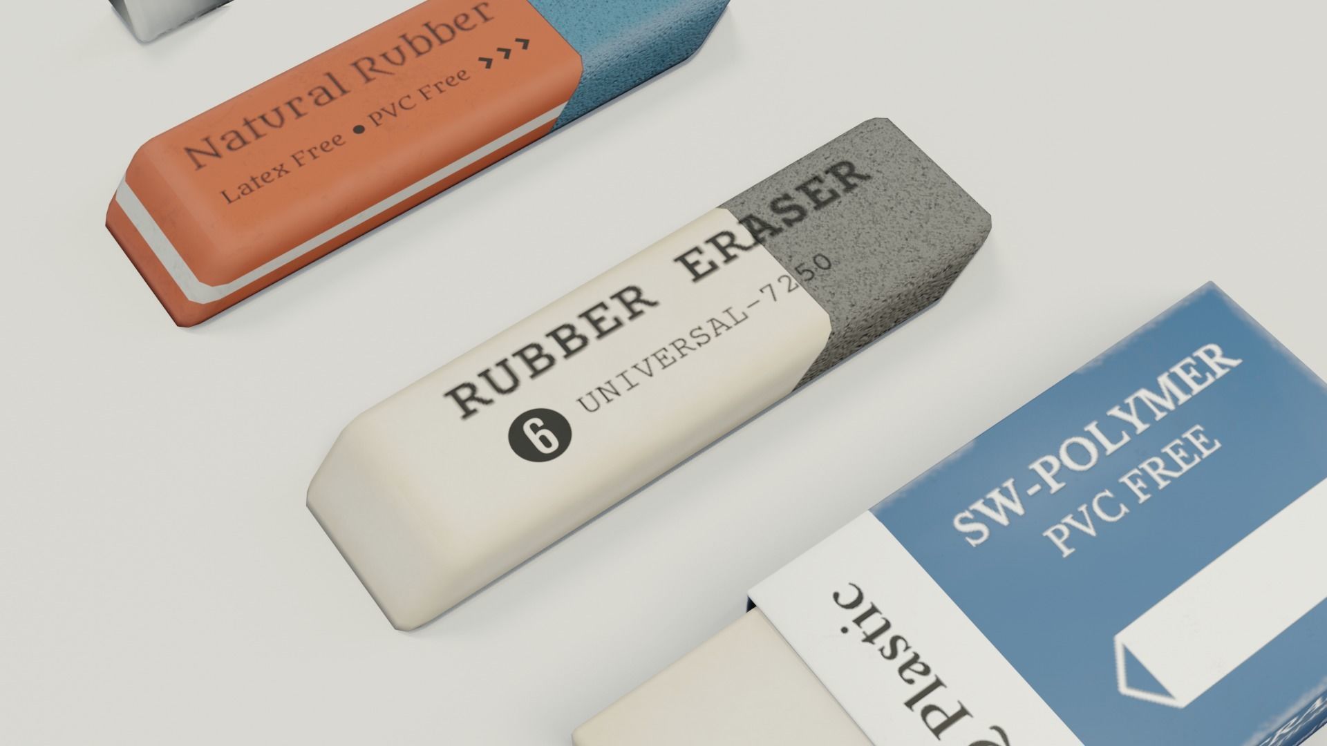 Eraser and  pencil sharpener Low-poly 3D model_6