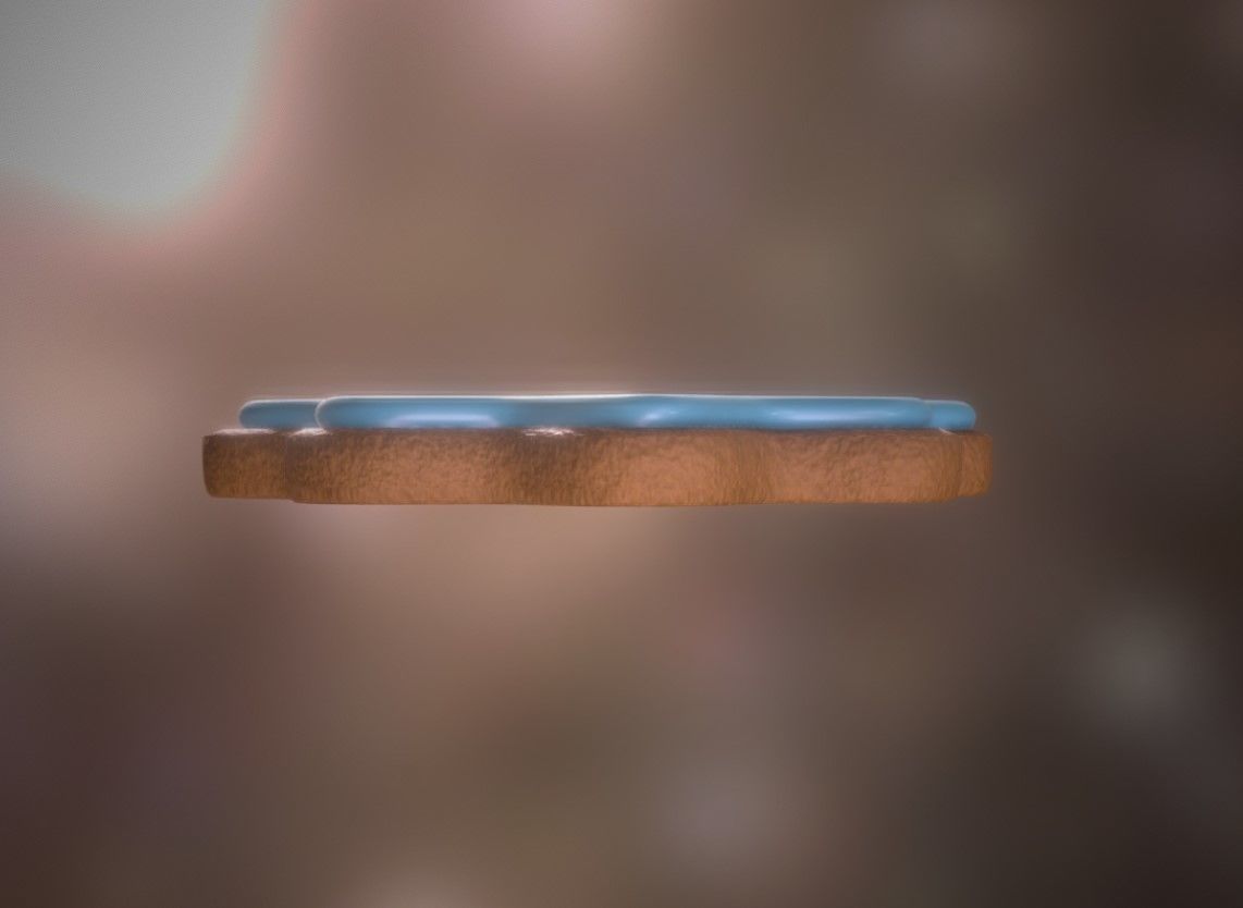 Gingerbread low-medium high poly with light blue decoration Low-poly 3D model_2