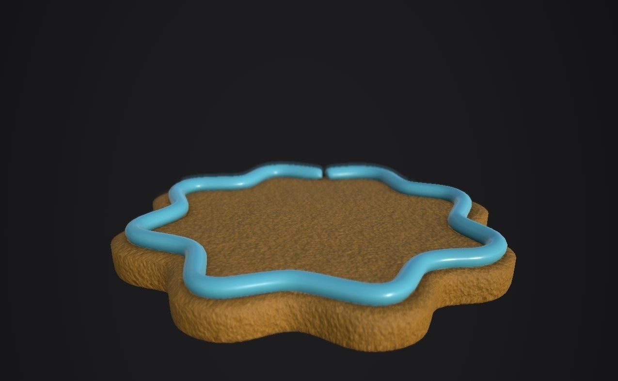 Gingerbread low-medium high poly with light blue decoration Low-poly 3D model_4