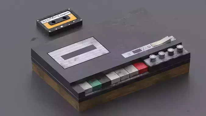 Retro Cassette player Low-poly  Low-poly 3D model
