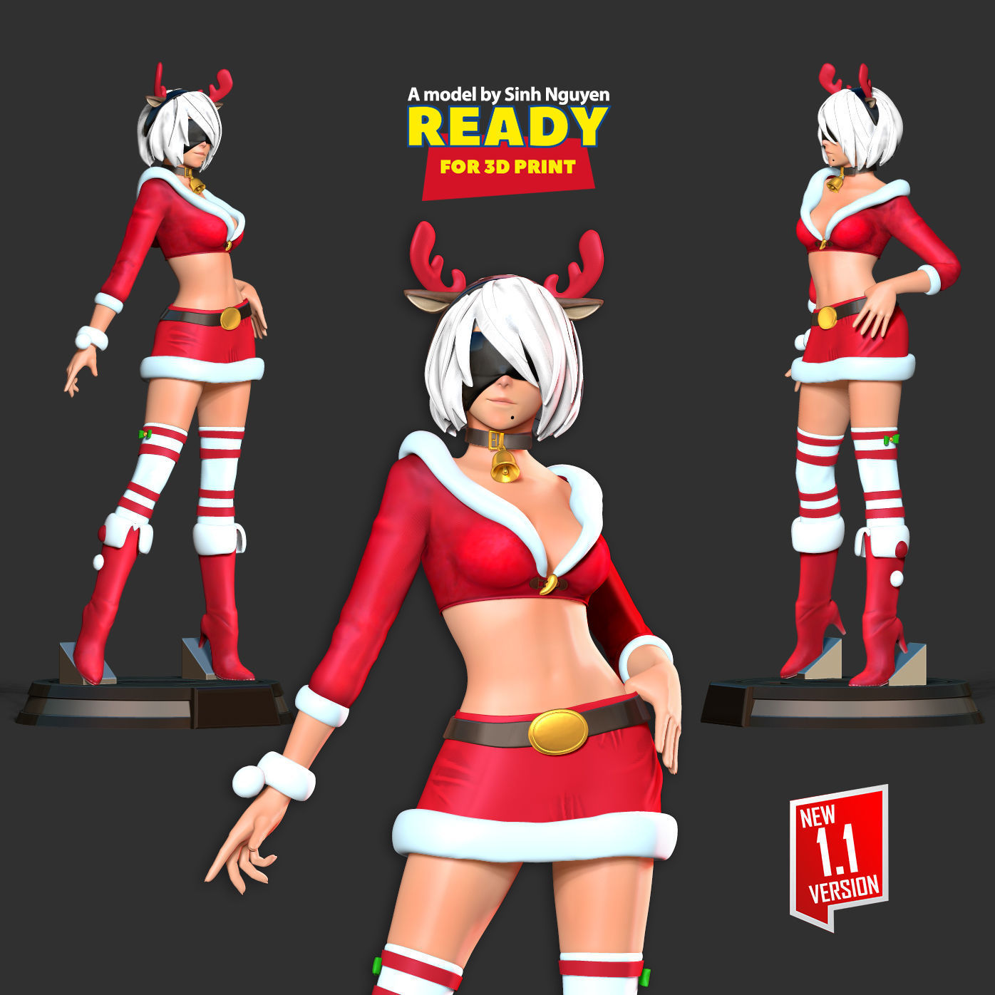 Nier 2B - Merry Xmas 3D print model_1