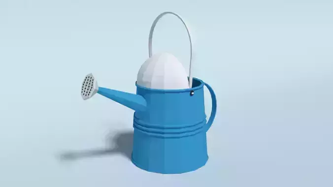 Low Poly Cartoon Watering Can