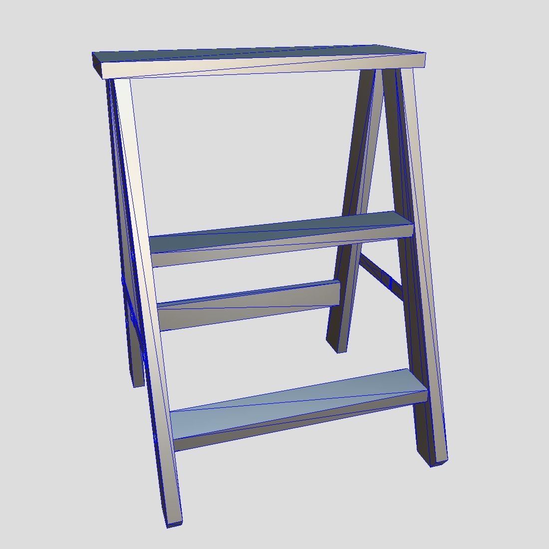 Stepladder step stool Low-poly 3D model_4