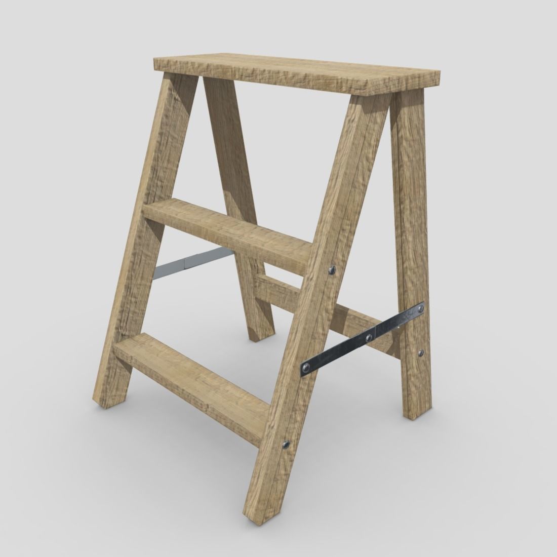 Stepladder step stool Low-poly 3D model_2
