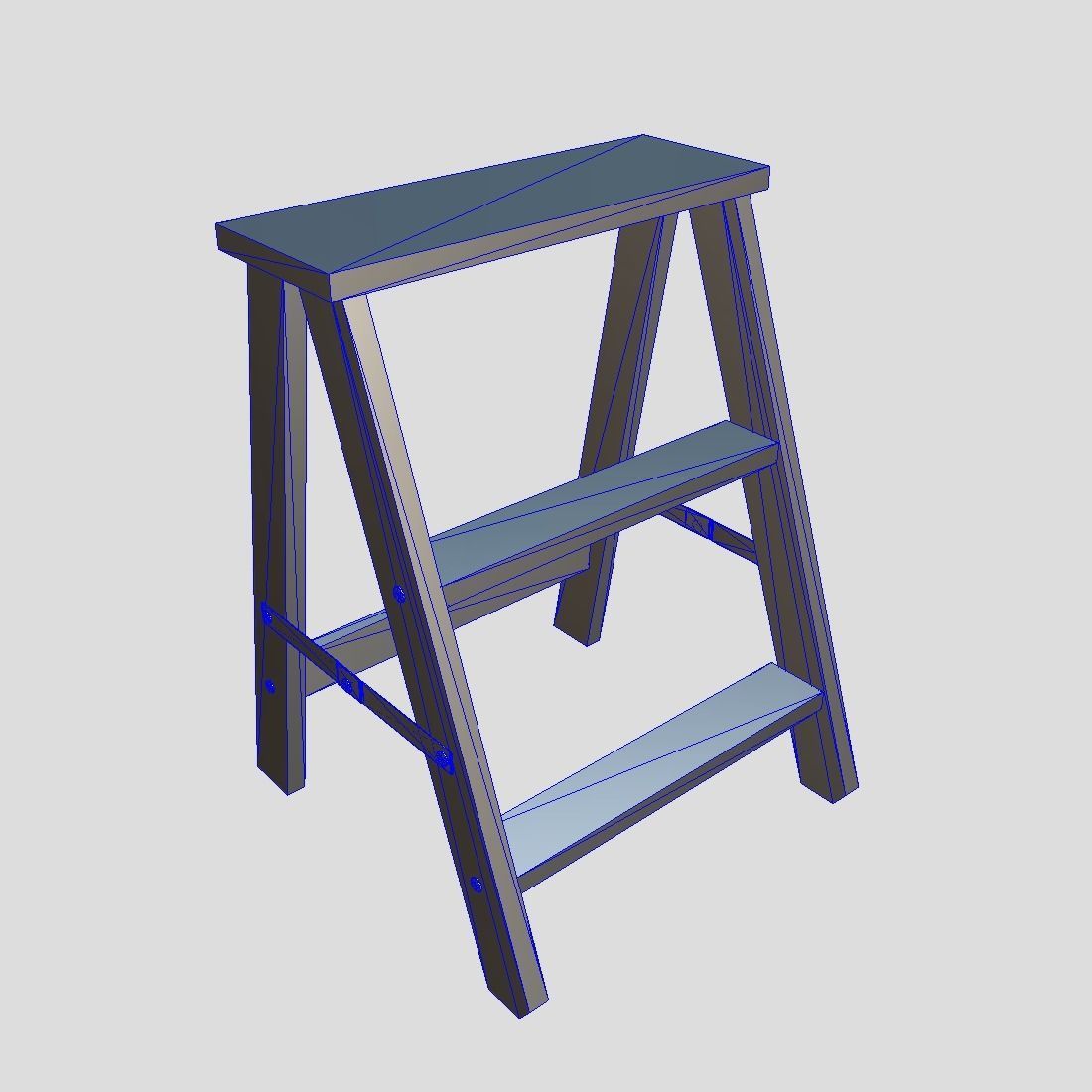 Stepladder step stool Low-poly 3D model_1