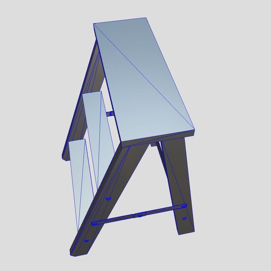 Stepladder step stool Low-poly 3D model_9